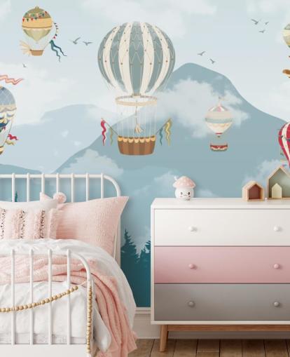 moderne varmluftsballon kunst tapet