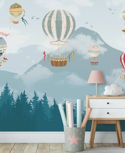 modern hot air balloon art wallpaper 