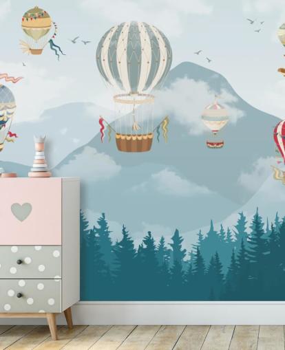 modern hot air balloon art wallpaper 