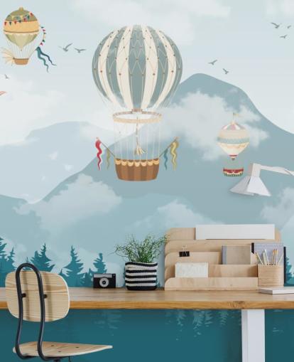 modern hot air balloon art wallpaper