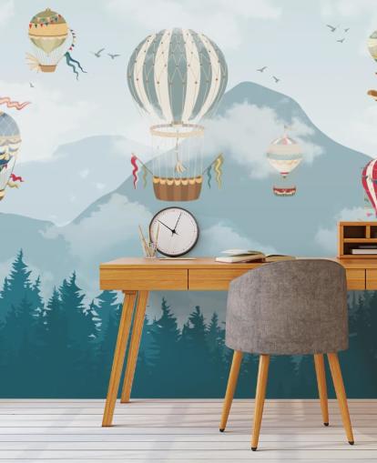 fondo de pantalla moderno de arte de globos aerostáticos