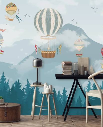 modern hot air balloon art wallpaper