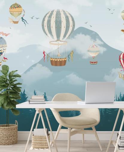 fondo de pantalla moderno de arte de globos aerostáticos