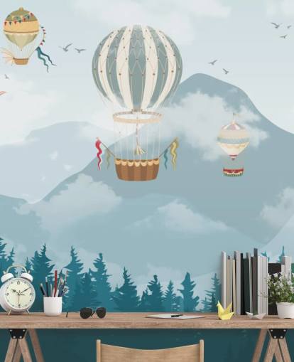 modern hot air balloon art wallpaper