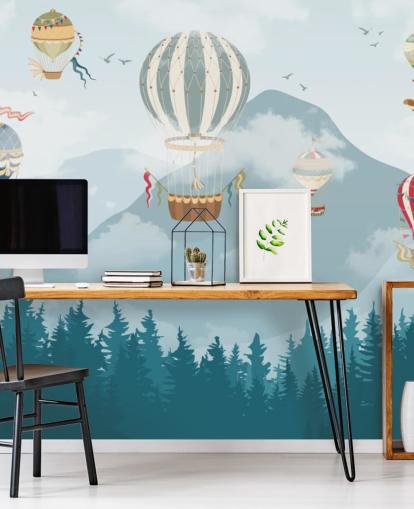modern hot air balloon art wallpaper