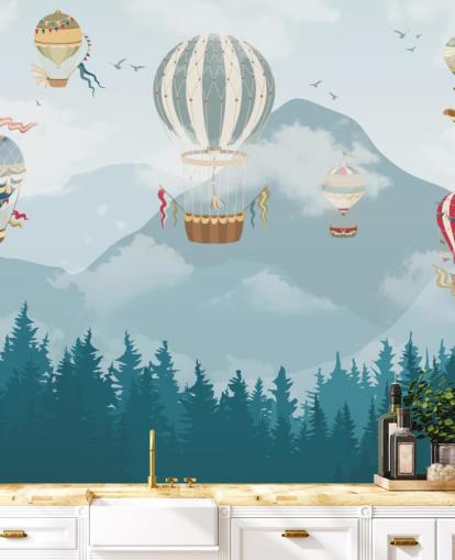modern hot air balloon art wallpaper