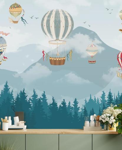 modern hot air balloon art wallpaper