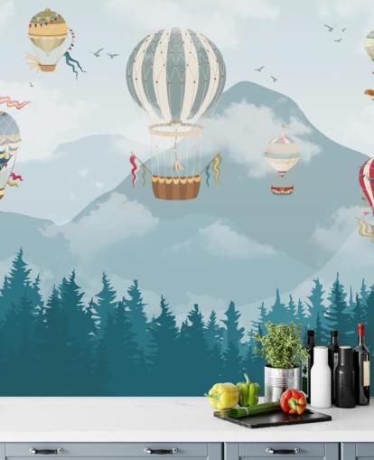 modern hot air balloon art wallpaper