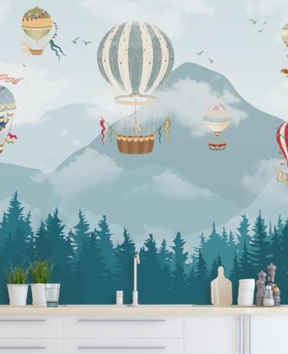 fondo de pantalla moderno de arte de globos aerostáticos