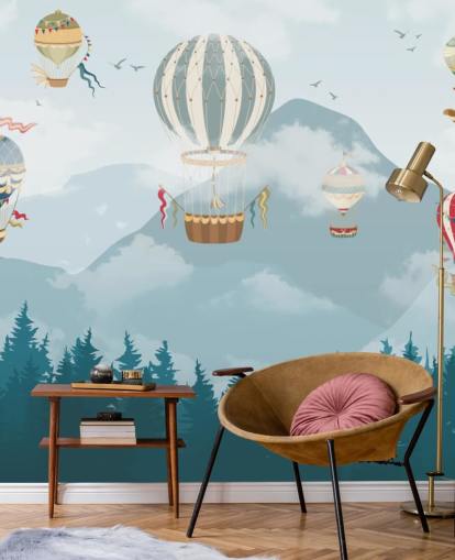 modern hot air balloon art wallpaper