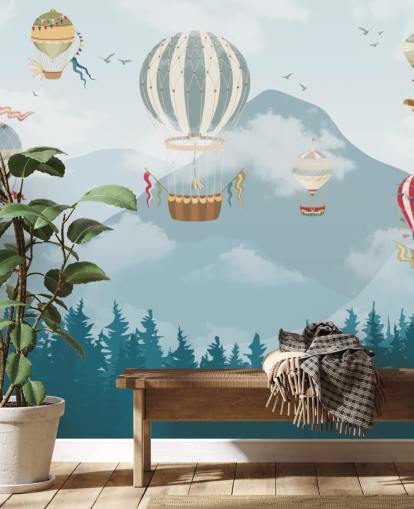 fondo de pantalla moderno de arte de globos aerostáticos