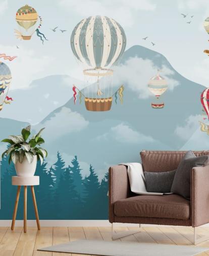 modern hot air balloon art wallpaper