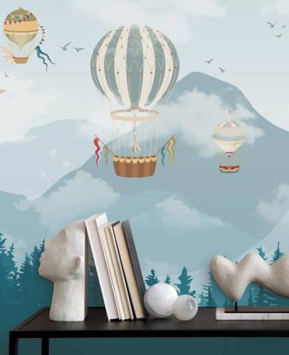 papel de parede moderno de arte de balão de ar quente