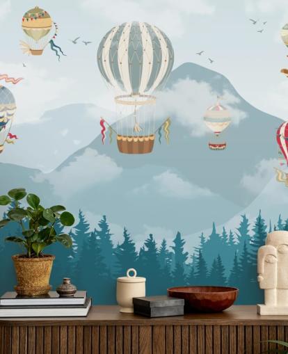 moderne varmluftsballon kunst tapet