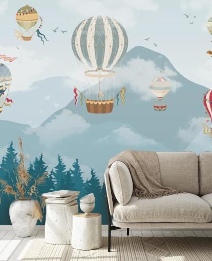 moderne varmluftsballon kunst tapet