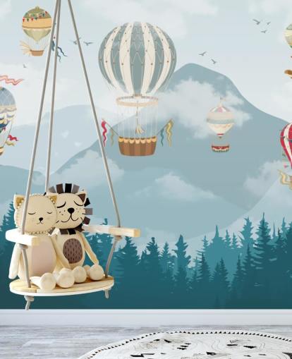 modern hot air balloon art wallpaper