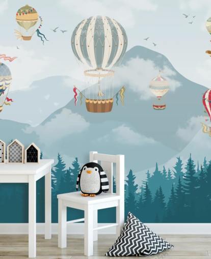 modern hot air balloon art wallpaper 