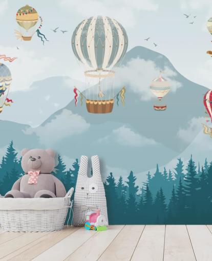 modern hot air balloon art wallpaper 
