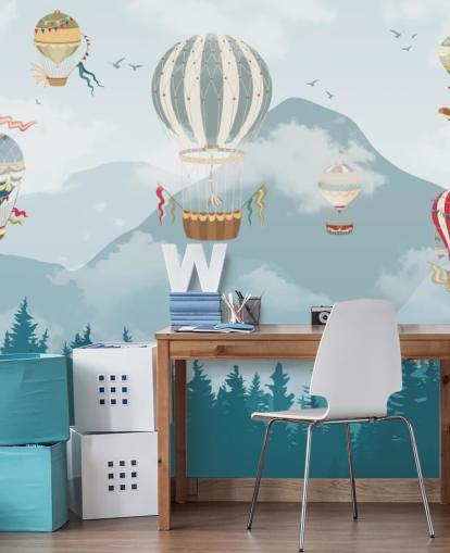 papier peint d'art moderne en montgolfière