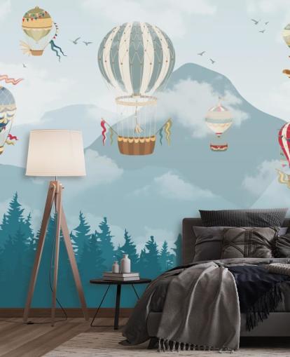 moderne varmluftsballon kunst tapet