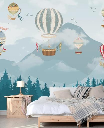modern hot air balloon art wallpaper