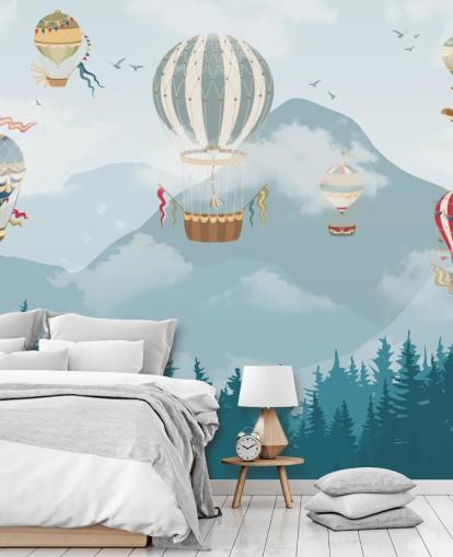 papel de parede moderno de arte de balão de ar quente