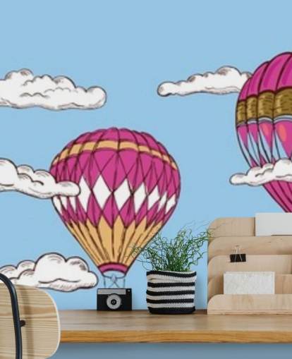 Pink Hot Air Balloons Vintage Wallpaper Pink Hot Air Balloons Vintage Wallpaper