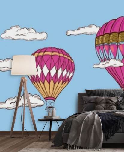 vintage stil illustration varmluft ballong tapeter