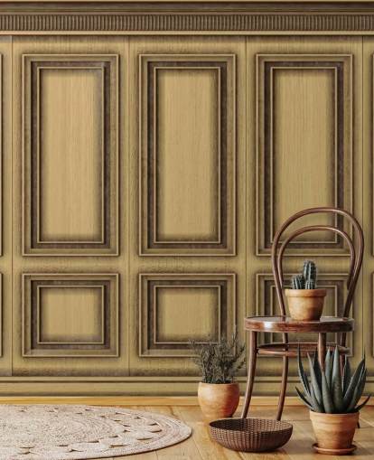 papel pintado de paneles efecto madera