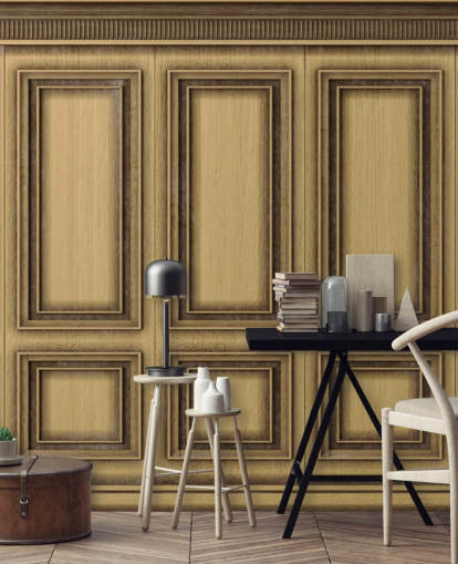 papel pintado de paneles efecto madera