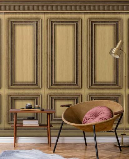 papel pintado de paneles efecto madera