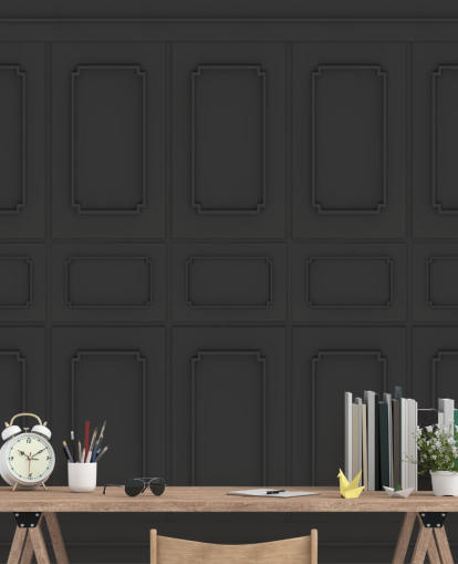zwart houten paneel behang