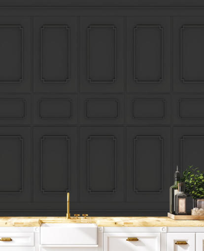 papel pintado de panel de madera negro