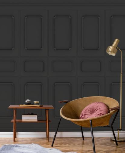 zwart houten paneel behang