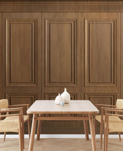 carta da parati murale con pannelli in legno marrone chiamati Vintage Oak Wood Panels per corridoi carta da parati murale con pannelli in legno marrone chiamati Vintage Oak Wood Panels per corridoi