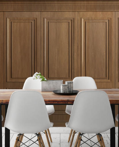 braune Holztafeltapeten, genannt Vintage Oak Wood Panels, für Flure