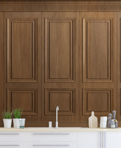 braune Holztafeltapeten, genannt Vintage Oak Wood Panels, für Flure