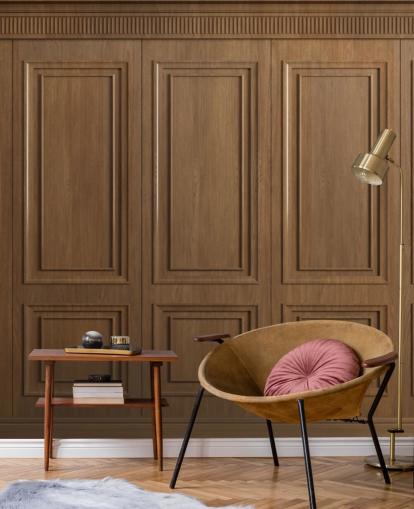 braune Holztafeltapeten, genannt Vintage Oak Wood Panels, für Flure