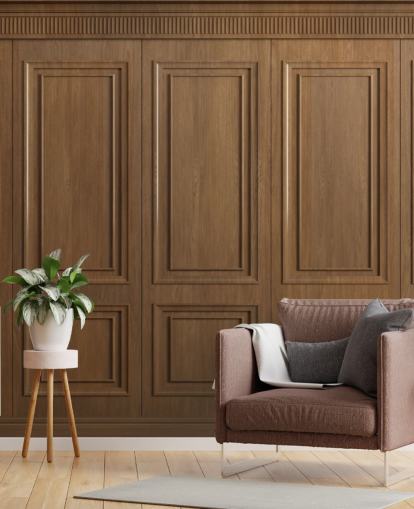 murales de papel pintado con paneles de madera marrón llamados paneles de madera de roble vintage para pasillos