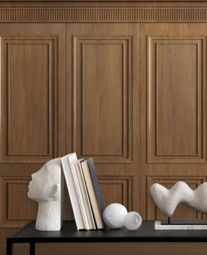 braune Holztafeltapeten, genannt Vintage Oak Wood Panels, für Flure