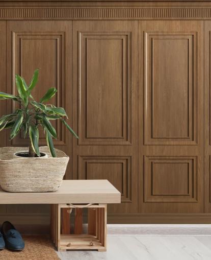 bruine houten paneelmuurschilderingen genaamd Vintage Oak Wood Panels voor gangen bruine houten paneelmuurschilderingen genaamd Vintage Oak Wood Panels voor gangen