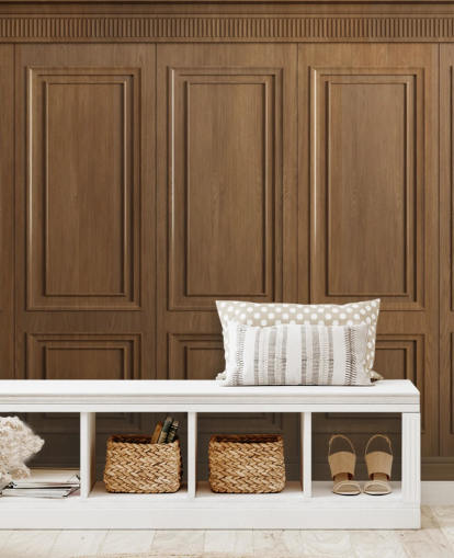 bruine houten paneelmuurschilderingen genaamd Vintage Oak Wood Panels voor gangen bruine houten paneelmuurschilderingen genaamd Vintage Oak Wood Panels voor gangen