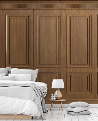 braune Holztafeltapeten, genannt Vintage Oak Wood Panels, für Flure