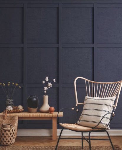 dark navy wood panel wallpaper