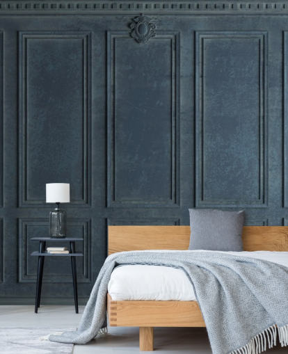dark blue navy wood paneling wallpaper