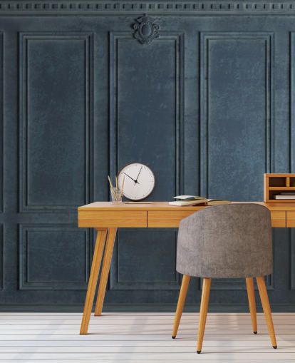 papel pintado de paneles de madera azul marino oscuro