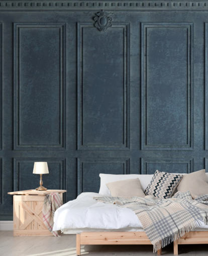 dark blue navy wood paneling wallpaper