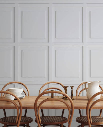 papel de parede de painel de madeira em tons brancos