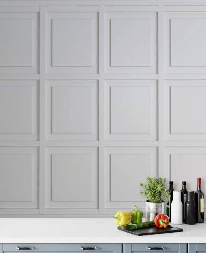 papel pintado de panel de madera en tonos blancos