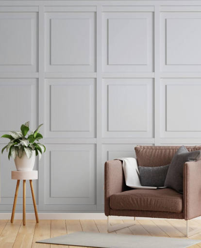 papel pintado de panel de madera en tonos blancos